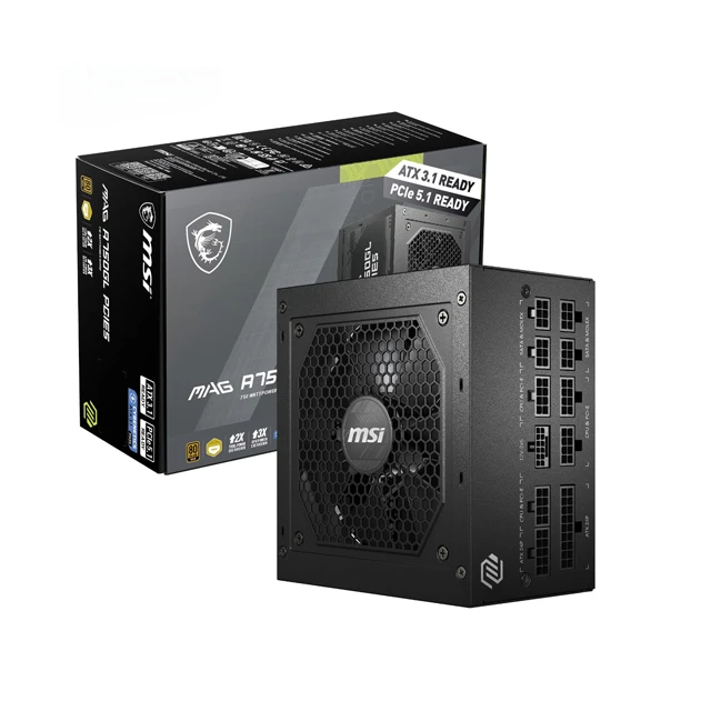MSI MAG A750GL PCIE 5.1 ATX 3.1 750 Watt 80 Plus Gold Fully Modular