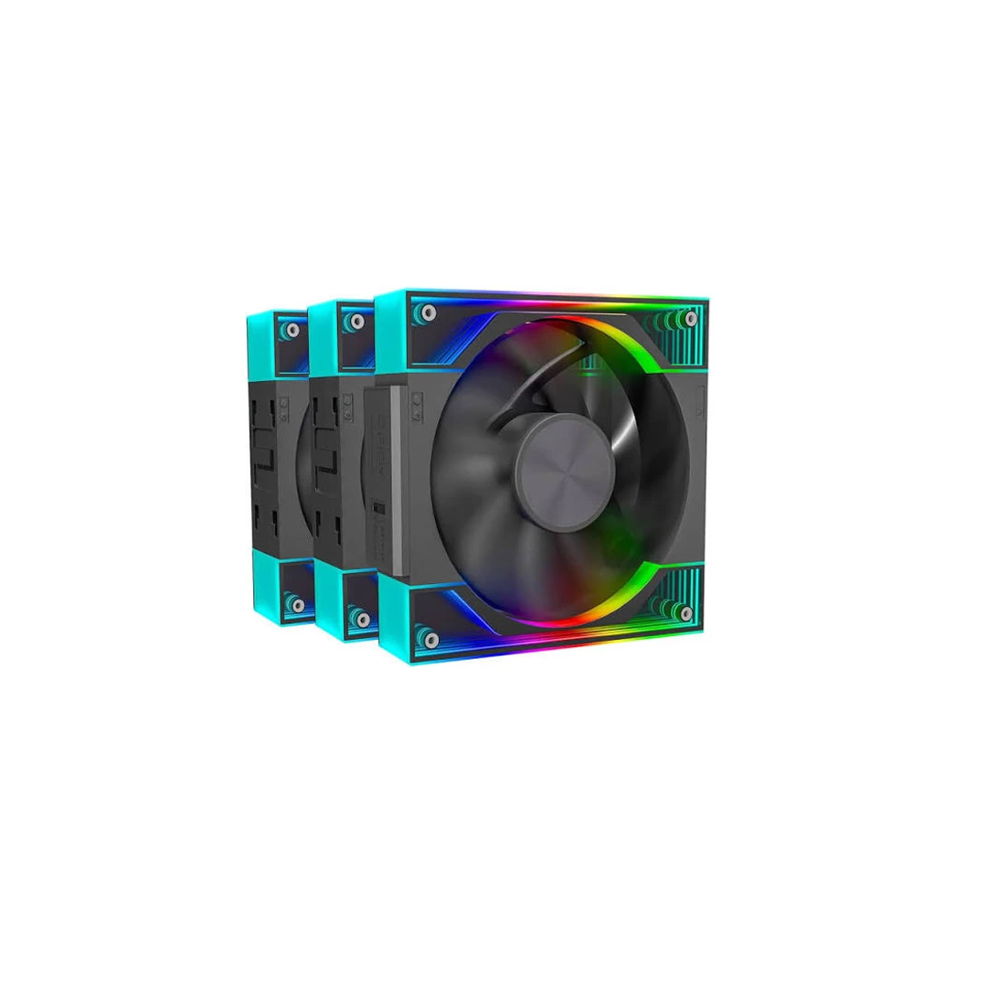 Ant Esports Quartzflow ARGB 120mm Reverse Stackable Case Fans (Triple Pack) (Black)